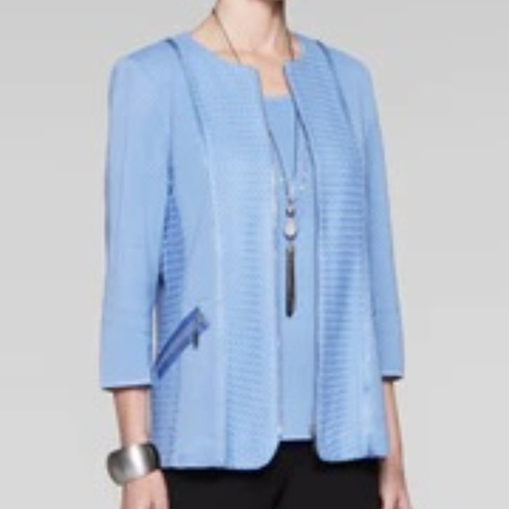 Misook Mixed Texture Zip Jacket (XL)